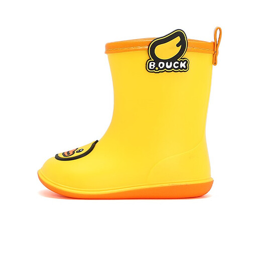 B.Duck little yellow duck children's shoes children's rain boots fashionable waterproof rain boots boys and girls baby water shoes primary school students 5953 yellow 24