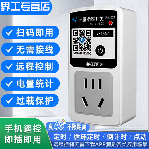 界工4G智能插座遥控开关无线遥控器手机远程控制开关定时器电源时控 4G220V10A-带断电告警+电量统计