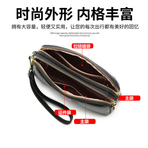 Krokodil -Hemd Doppel Reißverschluss Kopfschicht Cowhide Handgelenksbeutel Frauen Clutch Bag Einfacher langes Geldbeutel T2008 Schwarz