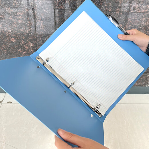 Kaisa (KAISA) A4 three-hole binder pp matte surface blue folder quick labor clip information archive contract clip KS11154
