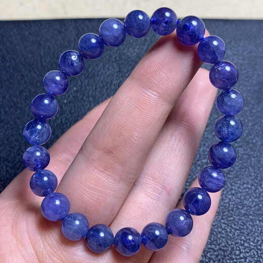 DL 1998 Fat Donglai same style tanzanite bracelet natural l Ocean Heart single circle bracelet for women Tanzania gemstone purple blue (N19) about 6-6.4mm