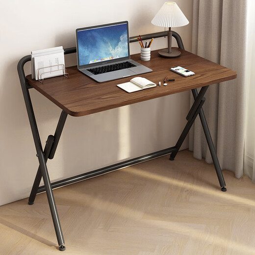 Jingcai folding table computer table simple desk study table office training table JDZ10 walnut 80*48cm single layer