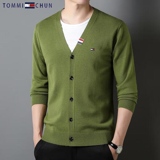 TOME BORNEKTomm汤米纯羊绒开衫男士休闲免烫V领针织羊毛衫毛衣外套男潮 灰色 165