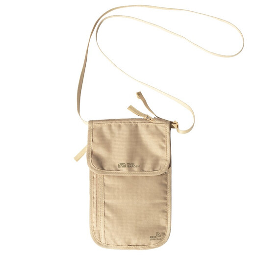 MOBIGARDEN ID Bag, multi-storey storage passport bag, RFID anti-theft shoulder bag, sand and stone color