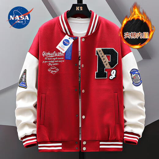 NASA RHUDE春装休闲夹克男装外套男衣服潮流男士棒球服宽松工装上衣男春秋款 加厚 675款红色（夹棉款） 6XL (200-220斤)