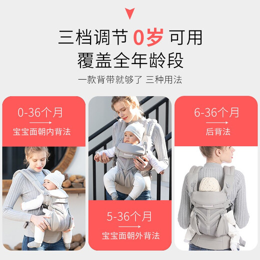 egobaby baby strap front and rear dual-purpose baby holding artifact baby waist stool front-heel baby walking two American dog four-season breathable model omini-breathable model-Tianpowder+waist bag+wind hood