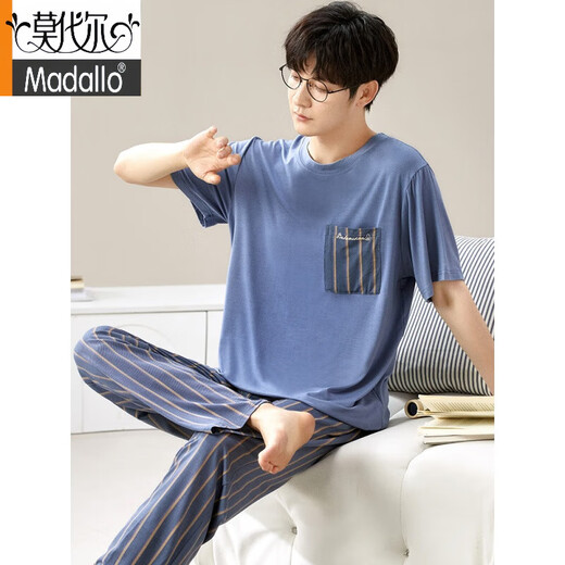 Modal Modal Men's Pyjamas Summer 2025 Nouvelle manche à manches courtes Silk de grande taille Vêtements de maison en vrac Ensemble d'extérieur 6621 XL Taille