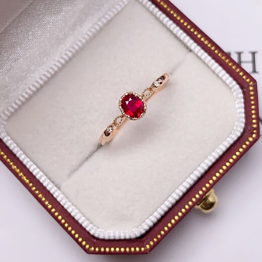 Eba natural pigeon blood red 0.4 carat ruby ring colorful 18K gold diamond ring for girlfriend birthday gift 18K rose gold ready size 9-22 size message