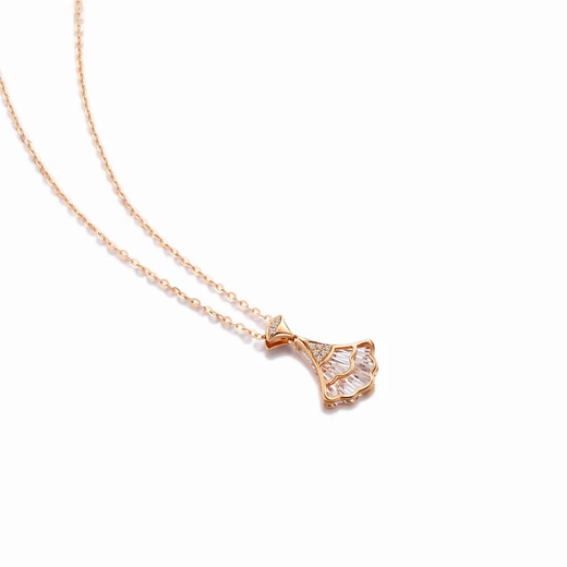 I Do New Year's gift 18K gold diamond necklace fan clavicle pendant Birthday and Valentine's Day gift for girlfriend 18K gold fan diamond necklace