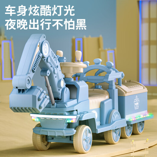 La pelle pour enfants Zhilubao peut s'asseoir sur la pelle de voiture électrique pour enfants peut s'asseoir sur les personnes pelle jouet voiture peut s'asseoir sur la voiture pour enfants moyen avec vert | double entraînement électrique + bras d'excavation manuel