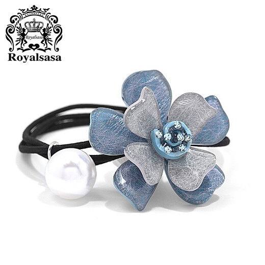 Royal sasa royal salsa hair band hair accessories imitation crystal sweet flower head rope ponytail ball head rubber band hair rope blue BE