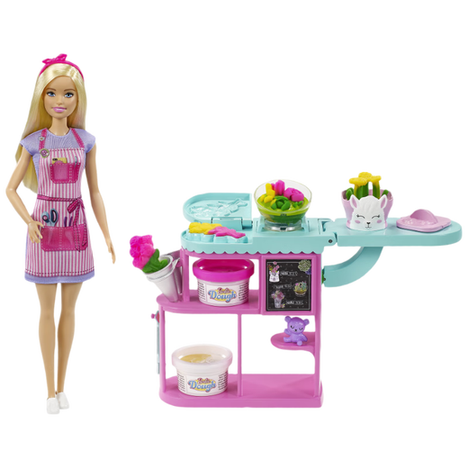 Quasi-new product Barbie girl doll play house New Year gift doll toy-Barbie flower shop set GTN58
