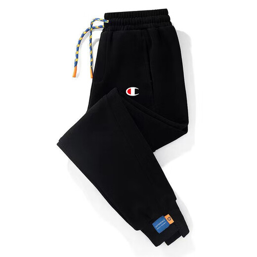 Champion Graffiti Jogginghose Herren Outdoor Sport Mode vielseitige Hose Herbst und Winter Samthose Paare Männer und Frauen gleichen Stil trendige Mode 7029 Schwarz XL