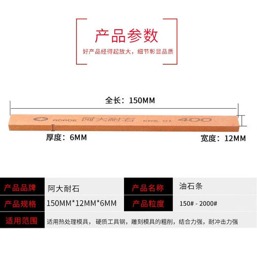 Maisanghe Ada Oil Stone Mold Pouring Column Oil Stone Grinding Jade 150 Mesh 100023 Polished Fine Grinding Stone Strip Sand Strip 6*12*150mm 12023