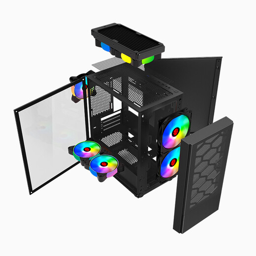 Wanjia Guangyu Boîtier d'ordinateur transparent côté jeu Bureau 240 Châssis principal refroidi à l'eau Châssis M-ATX petit et moyen Carte graphique longue Bureau Châssis mi-tour refroidi par air Guangyu Blanc + 4 ventilateurs Aurora