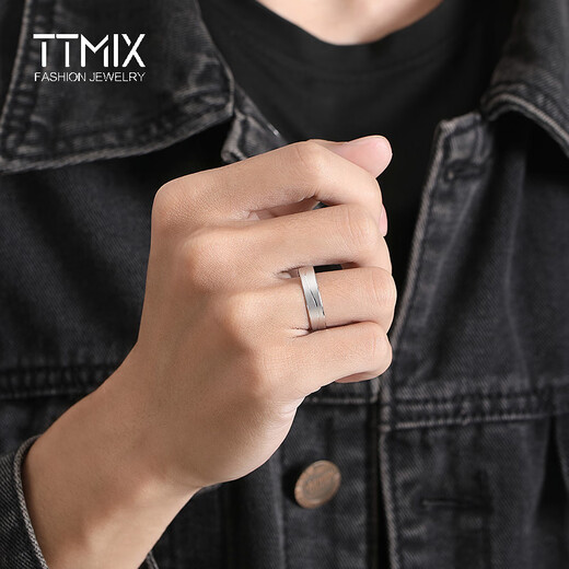 TTMIX women's platinum ring men's pt950 platinum pair ring couple wedding ring can be customized single 13# brushed 3.7-3.9g
