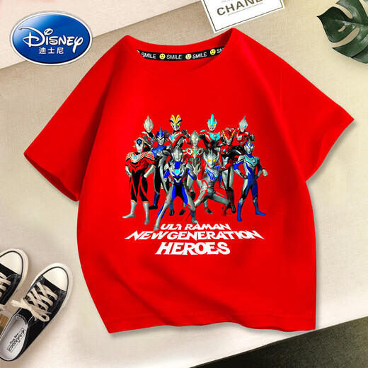 Disney Boys kurzärmeligte T-Shirt-Baumwolle 2023 Sommer Cooler und gutaussehender Junge Ultraman Kleidung Sommerkleidung Kinder Top Sommerstil 1048 Weiß-Ärmel 140 cm (empfohlenes Gewicht 50-60 Jin [Jin entspricht 0,5 kg]))