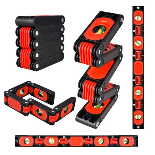 Shantou Lincun folding level portable angle measurement ruler decoration strong magnetic leveling anti-fall level accurate balance ruler three sections total length 360mm portable folding level with magnetic strip
