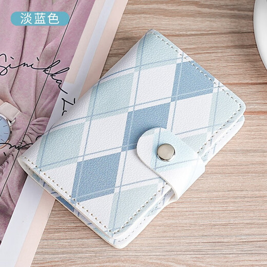 MAIWEINI card bag for women 2025 new large capacity multi-card position exquisite coin wallet compact ultra-thin ID card storage bag light blue diamond [20 cards + 2 ID positions] anti-theft brushing/anti-magnetization