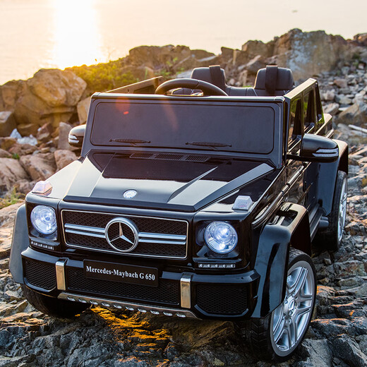 ROEH two-seater Mercedes-Benz big G children's electric car four-wheel remote control car 4-wheel drive for children and babies playing first birthday gift upgraded 12v large lithium battery pearl white electric drive (can seat adults)