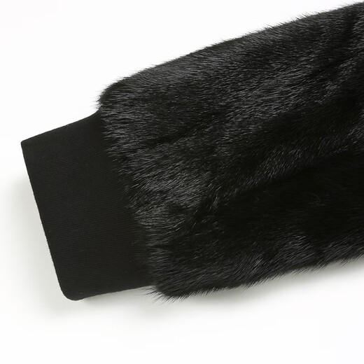 Carniti importiertes Cross Mink Inner Liner Herren-Kapuzenparka-Mantel echtes Lederfell integrierter Nerz mit mittlerer Länge Windbrecher Black + Cross Mink + Mink Sleeve 5xl