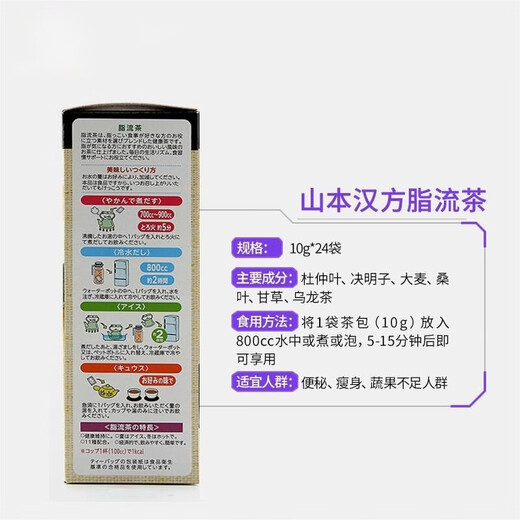 Yamamoto Kampo Pharmaceutical Co., Ltd. HK Barley Wakaba Green Juice Japanese Green Juice Fruit and Vegetable Enzyme Dietary Fiber Powder Xiaosu Meal Replacement Powder Yamamoto Kampo Fatty Flow Tea 24 bags/box*1 box