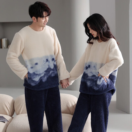 Langsha Pareja Vestida Pajamas hombres y mujeres en otoño e invierno Velvet de coral espesado ropa de hogar cálida para mujeres jóvenes estudiantes en el cuello redondo de invierno puede usar traje lazm9207 Mancial M tamaño 150-160cm/80-100Jin [Jin equivale a 0.5 kg]