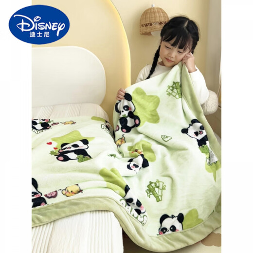 Disney Cute Panda Blanket Type A Milk Velvet Newborn Baby Blanket Children's Small Blanket Cover Autumn and Winter Double Layer Thickened Panda Zaizai Soft Milk Velvet 100*120cm Infant and Child Style