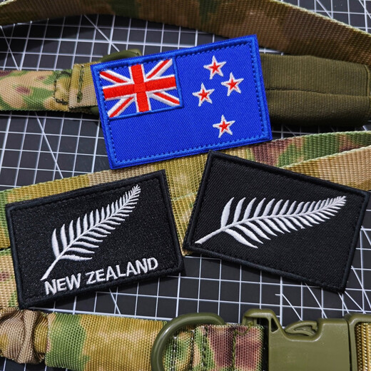 Tactical Mandrill New Zealand Flag Armband Silver Fern Logo Badge Embroidered Velcro Badge Flag Morale Badge Outdoor Backpack Sticker Silver Fern with Letters 5*8CM
