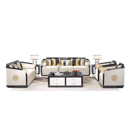 Earl Basch solid wood sofa living room new Chinese sofa combination set villa tea room model room Zen Chinese style furniture custom-made deposit (contact customer service)