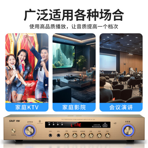 先科（SAST）AV308 家用定阻KTV功放机蓝牙专业大功率家庭影院会议音响功放