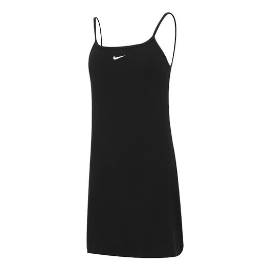 耐克（NIKE）连衣裙无袖女装夏季新款上衣运动服针织透气修身休闲吊带裙 DM6231-010/黑色 M