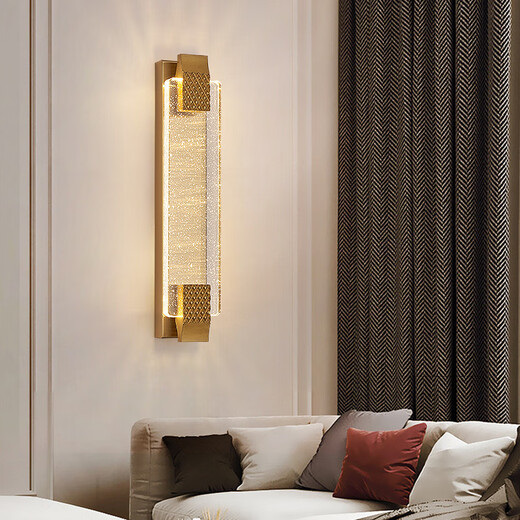 Enjoy light luxury, post-modern light luxury crystal wall lamp, living room background wall, entrance hall, staircase decorative lamp, simple bedroom bedside lamp, gold 500 with three-color LED