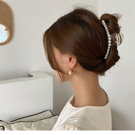 Jieyi's high-end new style high-end temperament pearl clip back head clip headdress hair clip women's hair clip shark clip (large size small size) pearl hair clip each