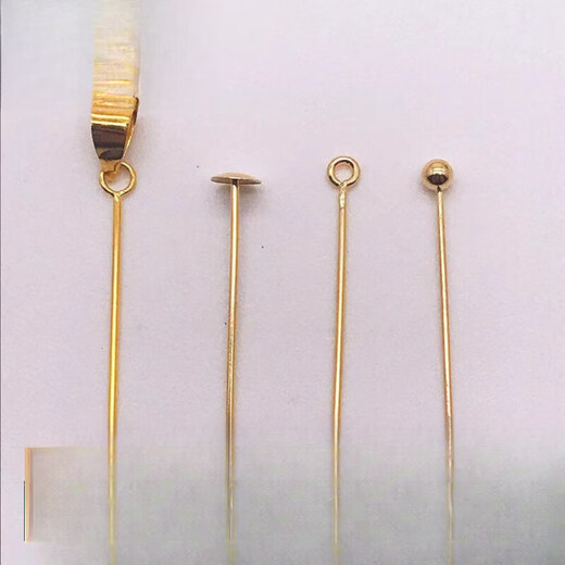 18k gold buckle, universal gold, various plain gold plugs, light bead T-pin, full-hole pearl sealing, back cover, 18K gold, light yellow, circle T-pin, 20MM each