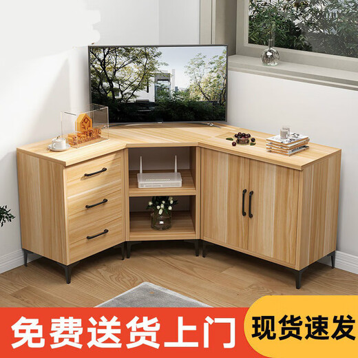 山头林村拐角转角电视柜家用农村宽大拐角储物柜加宽墙角电视柜储物柜宽面 白石纹 50高100*12055寸电视