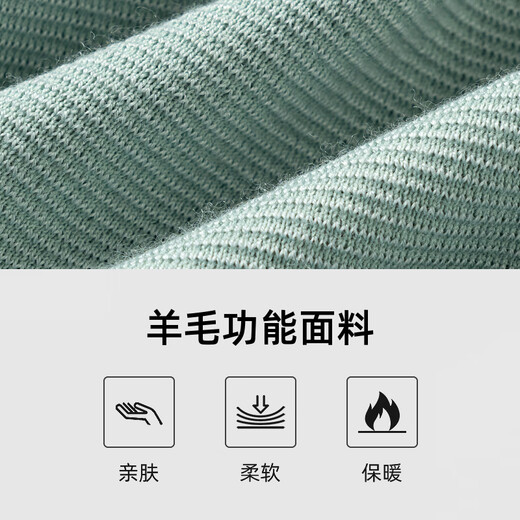 Biyinlefen sheep wool spring and autumn men's casual all-match sweater warm round neck textured wool sweater skin-friendly 75 light green S