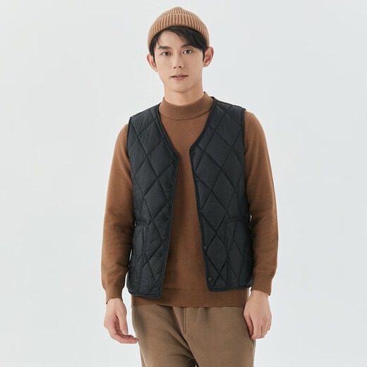 陌飘羽绒棉马甲男轻薄秋冬羽绒棉内胆时尚保暖背心打底内穿坎肩中老年 卡其色 M 90-110斤