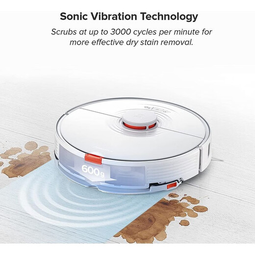 Roborock S7+ sweeping robot and sonic mop with self-empty base, automatic lifting mop, ultrasonic carpet detection, white