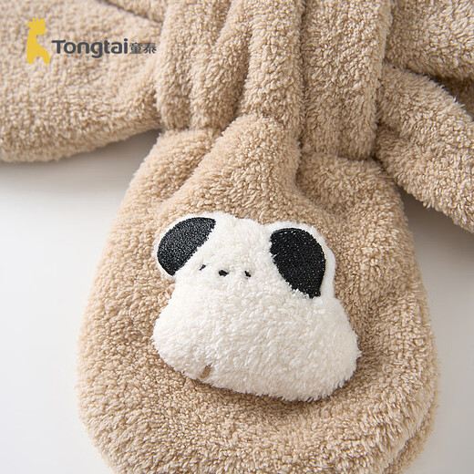 Tongtai (TONGTAI) baby scarf autumn and winter children's neck scarf for going out windproof and warm cute plush neck sleeve khaki 70x10cm