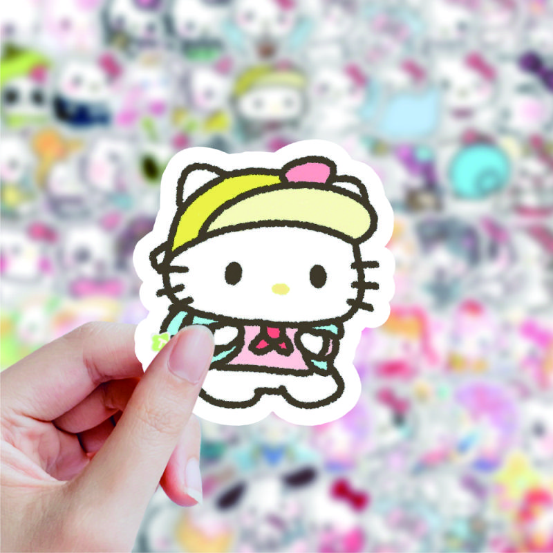 KT猫电脑贴纸笔记本手机平板装饰 HelloKitty卡通可爱高颜值ins风防水防刮水杯贴纸贴画不留痕 随机10张