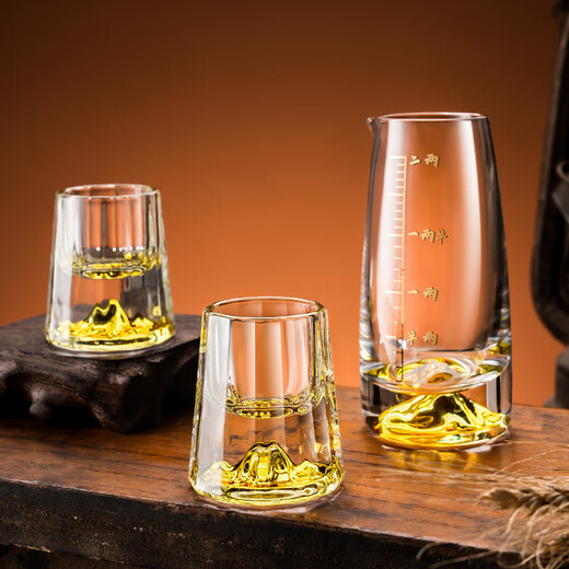 Flower Language Four Seasons Light Luxury White Wine Cup Wine Divider Household Set High-end Wine Set Commercial One-cup Small Bullet Cup Glass with Scale Diamond Face Jiangshan Cup 2 pieces + Wine Divider 100ml 1 piece