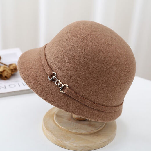 
Techima felt hat mother autumn and winter new pot hat retro wool British warm fashion equestrian ladies elegant top hat shallow coffee