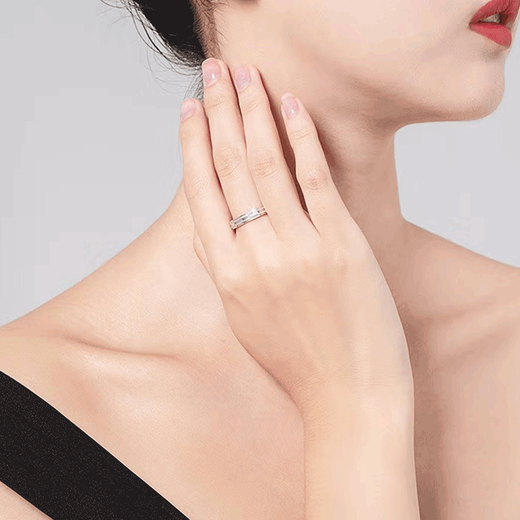 Jibaolou Double Sand PT950 Platinum Couple Ring Wedding Engagement Ring Platinum Ring Couple Ring Birthday Gift No. 10-4g