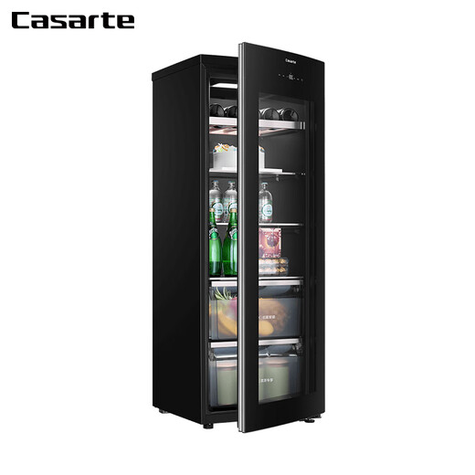 Casarte National Subsidy Ice Bar Home Beverage Cabinet Office Red Wine Cabinet Tea Cabinet Fruit Fresh Cabinet Freezer Refrigerator Cabinet Transparent Glass Door Display Cabinet Embedded Freezer Black 197L