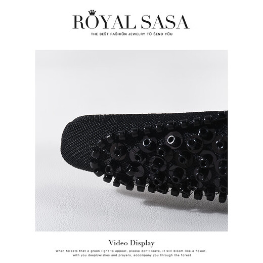 Royal sasa royal salsa heavy industry beaded sequin headband fashion versatile outdoor departure card French lady temperament headband black BL