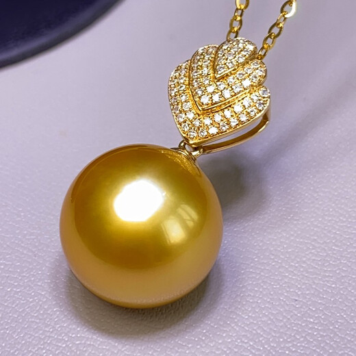 Mohs South Sea Gold Bead Pendant Seawater Pearl Necklace Full Round 18K Gold Diamond Shell Style Gold Beads Rich Gold Pendant 11-12mm