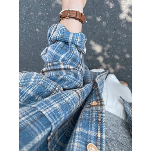 
Pei Shiyan blue grinding plaid shirt men's long-sleeved autumn and winter plus velvet thickened American retro commuter style shirt jacket c9734 rose red plus velvet M 95-115Jin [Jin equals 0.5 kg] can be worn