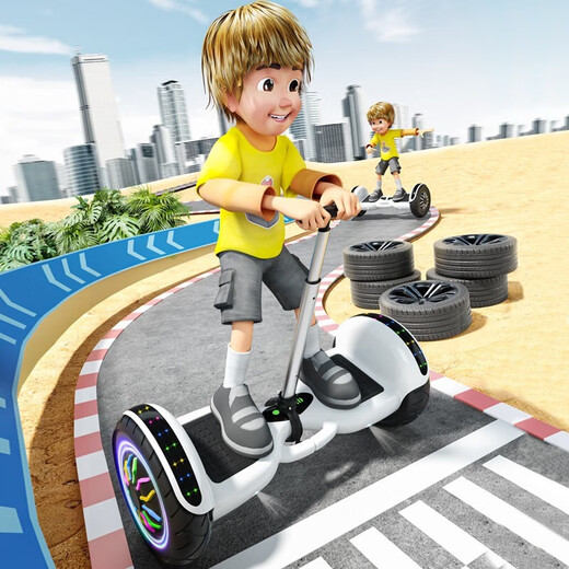 
ZOLA (ZOLA) children's electric balance bike 3-6-12 years old intelligent body-sensing adult automatic parallel bike 10 to 15 years old 6.5-inch upgraded white [balanced anti-shake + four-dimensional light]