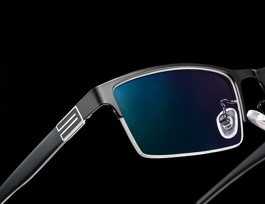 Glasses frame, myopia glasses for men and women, anti-blue light half-rim glasses frame, optical myopia glasses frame, customized with degree from 100 degrees to 600 degrees, black frame, 300 degrees